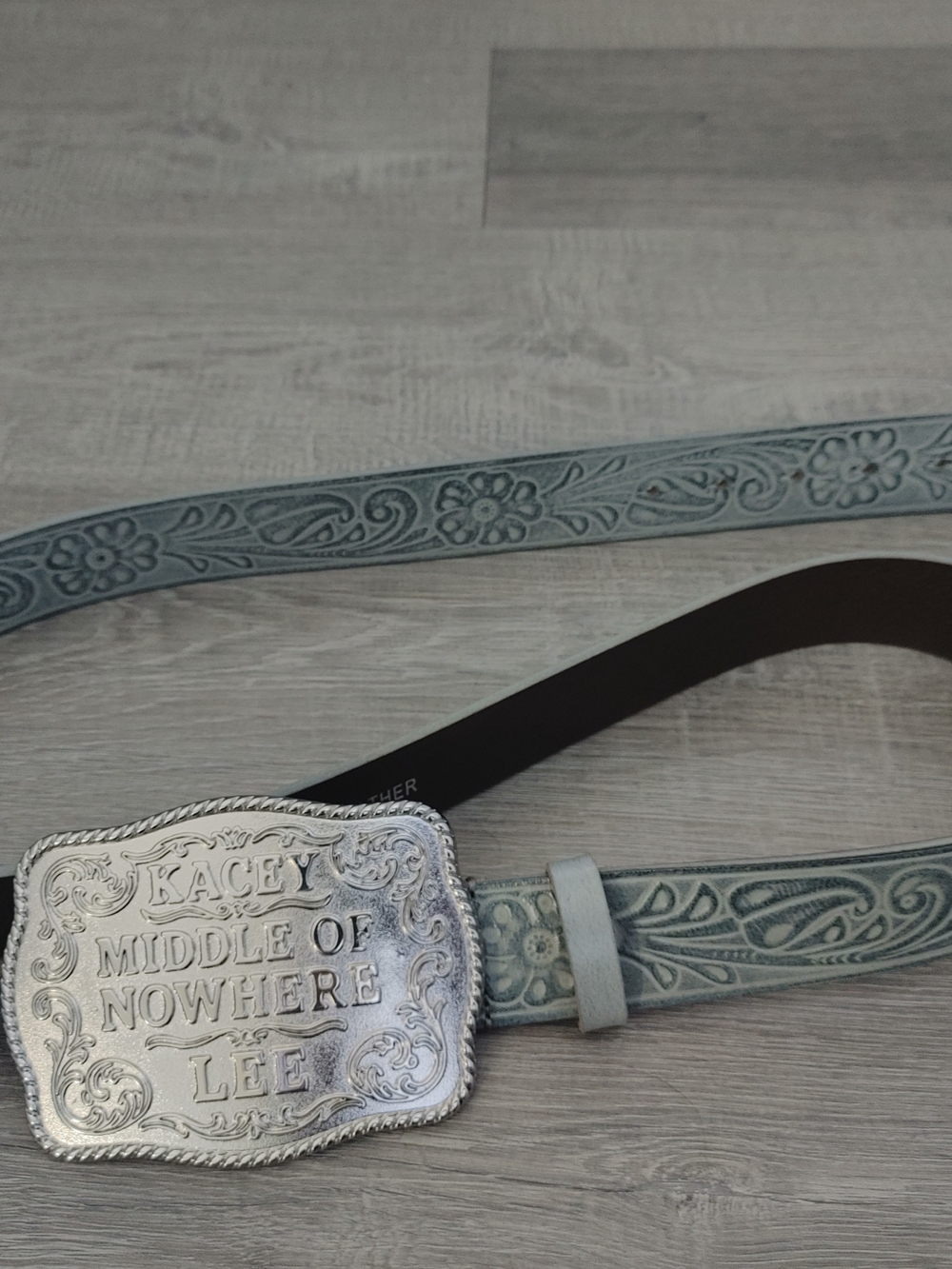 Kacey Musgrave Lee 3XL Leather Belt Middle of Nowhere Buckle WESTERN  Cowboy